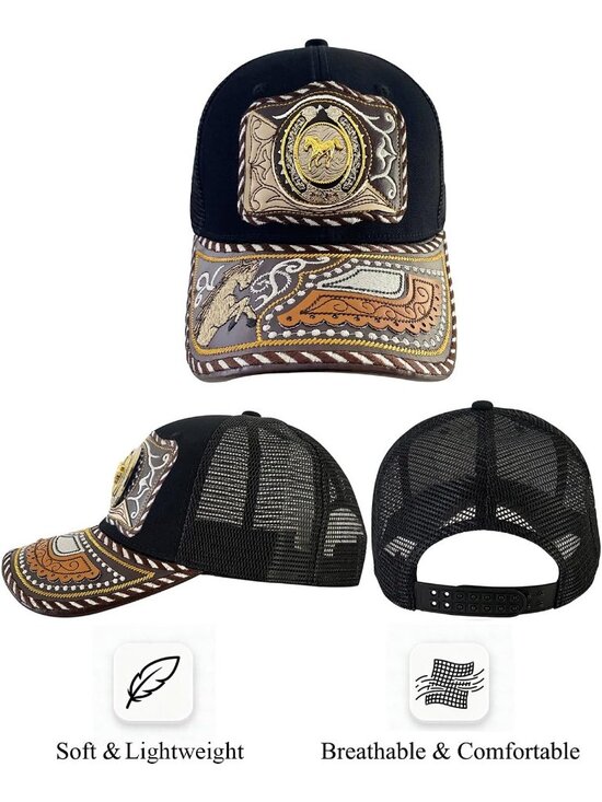 Unisex Black 4 Western Trucker Hat Vintage Cowboy Country Cute Baseball Cap main image 6